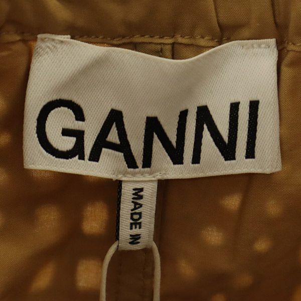 未使用 GANNI ガニー レース 5分袖 スクエアネック ブラウス 38 ベージュ レディース