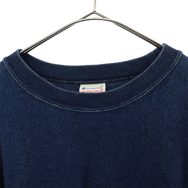 チャンピオン リバースウィーブ ロゴワッペン 長袖 Tシャツ MEDIUM ネイビー Champion メンズ