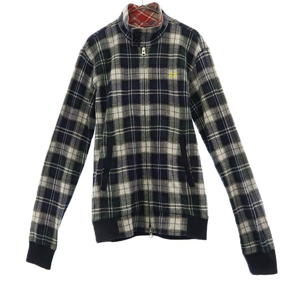 FRED PERRY フレッドペリー チェック ジップジャケット S ネイビー ロゴ刺繍 メンズ