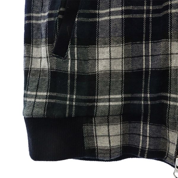 FRED PERRY フレッドペリー チェック ジップジャケット S ネイビー ロゴ刺繍 メンズ