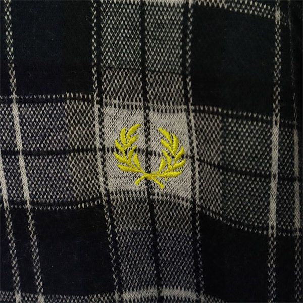 FRED PERRY フレッドペリー チェック ジップジャケット S ネイビー ロゴ刺繍 メンズ