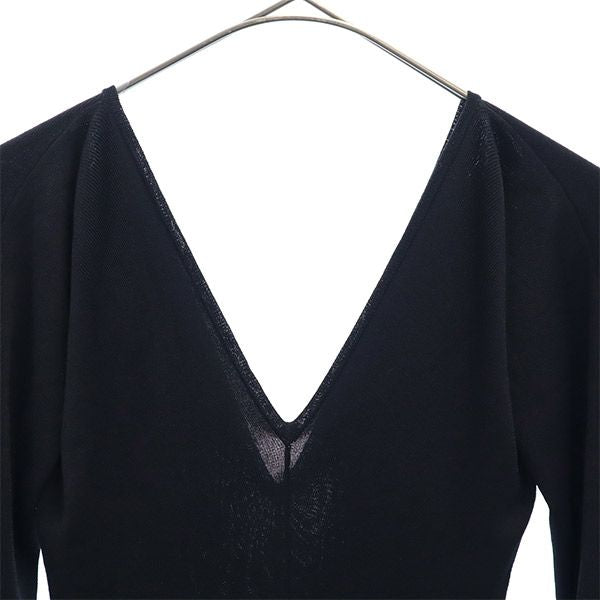 未使用 furfur ファーファー 長袖 膝丈ワンピース F ネイビー RWN0171086 レディース