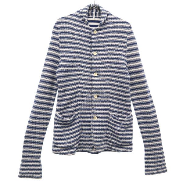 m's braque エムズブラック 日本製 ボーダー ソフトタッチ ジャケット 36 ブルー系 レディース