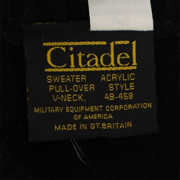 Citadel シタデル 英国製 長袖 Vネック セーター XLARGE ブラック ニット メンズ