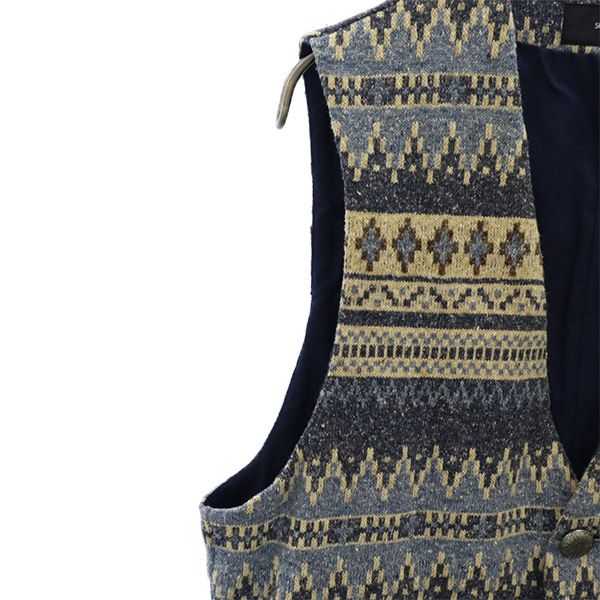 シップスジェットブルー 総柄 ニットベスト S ブルー系 SHIPS JET BLUE メンズ