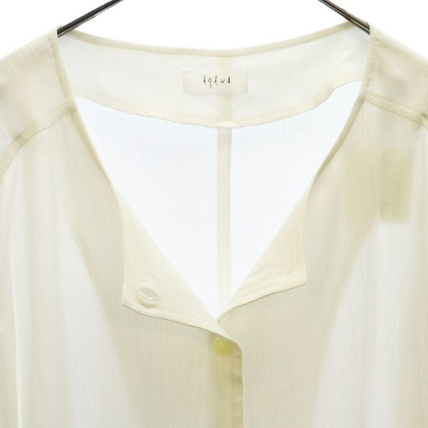 未使用 Agawd アガウド 長袖 ノーカラー シャツ M ホワイト オーバーシルエット レディース