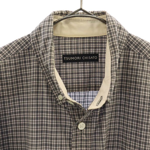 ツモリチサト チェック 長袖 ボタンダウンシャツ 2 グレー TSUMORI CHISATO メンズ