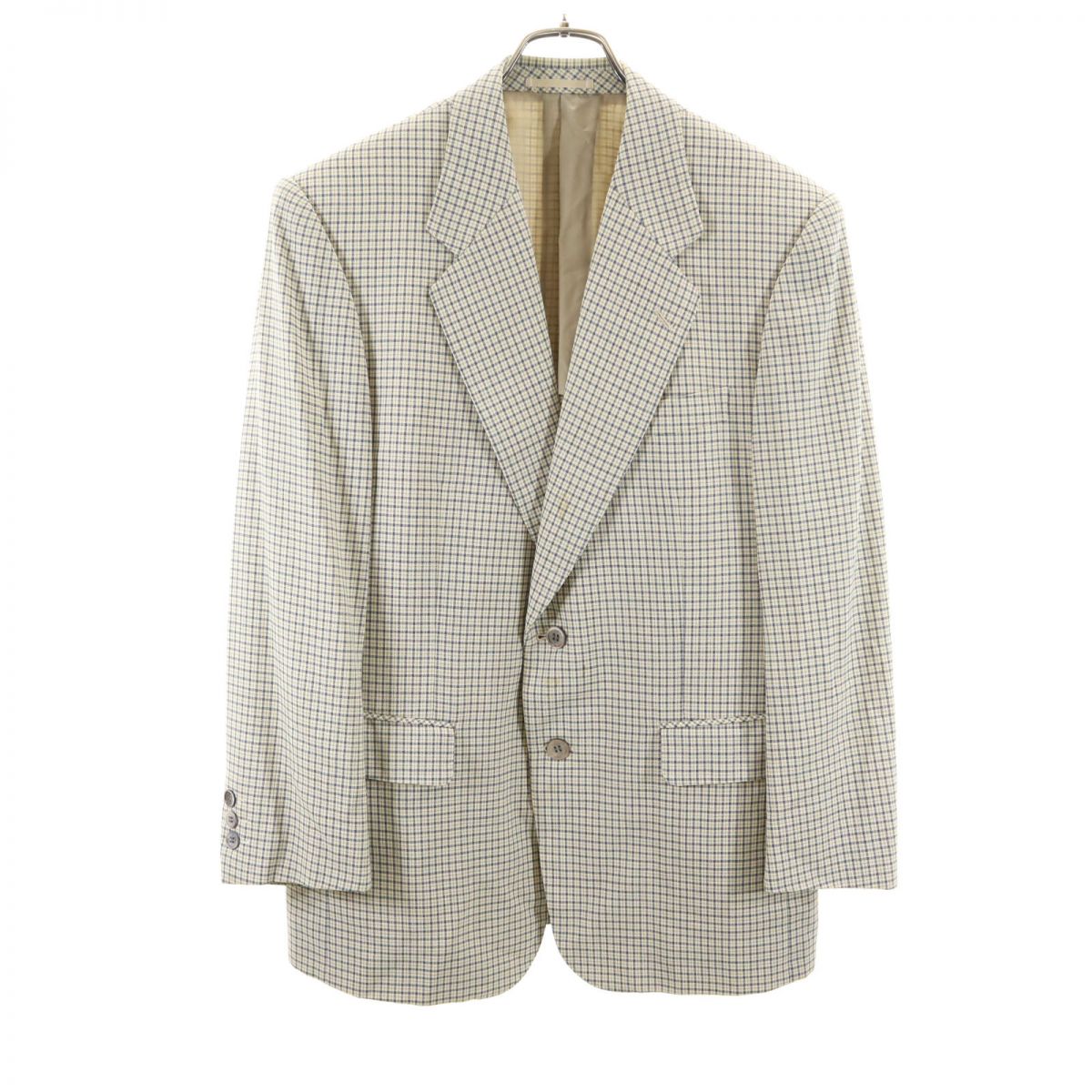LANVIN ランバン チェック柄 長袖 テーラードジャケット R46-44 ベージュ系 メンズ