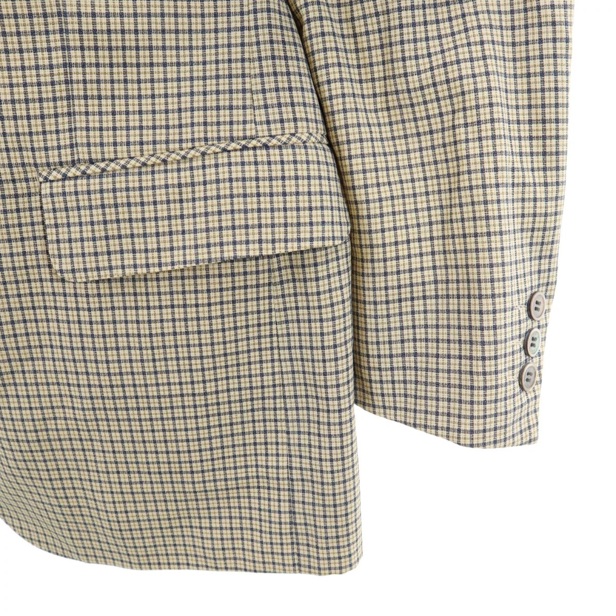 LANVIN ランバン チェック柄 長袖 テーラードジャケット R46-44 ベージュ系 メンズ
