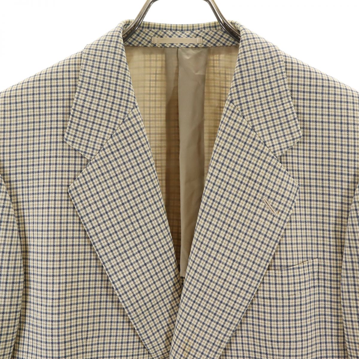 LANVIN ランバン チェック柄 長袖 テーラードジャケット R46-44 ベージュ系 メンズ