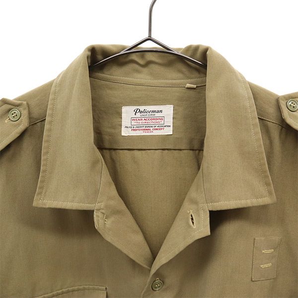ポリスマンユニフォーム ワッペン 長袖 ミリタリーシャツ L カーキ Policeman UNIFORM コスプレ メンズ