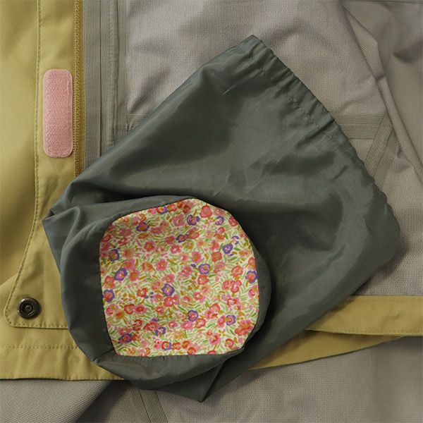 フォックスファイヤー アウトドア 花柄 長袖 マウンテンパーカー M ベージュ系 Foxfire 収納袋付き ロゴ刺繍 レディース