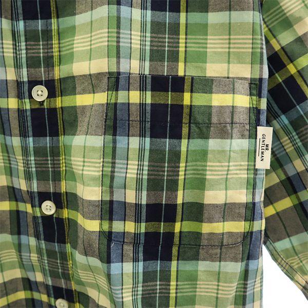 Mr.GENTLEMAN ミスタージェントルマン チェック 長袖 ボタンダウンシャツ M グリーン系 メンズ