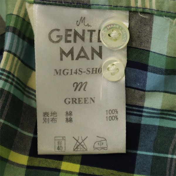 Mr.GENTLEMAN ミスタージェントルマン チェック 長袖 ボタンダウンシャツ M グリーン系 メンズ