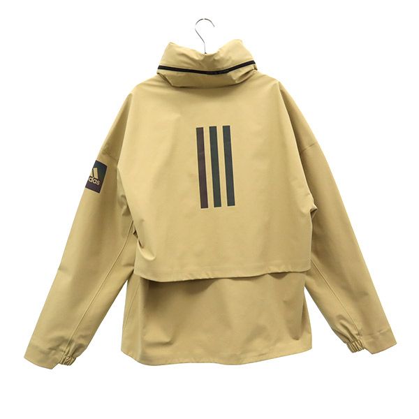 adidas アディダス MYSHELTER ロゴプリント ナイロン混 マイシェルター レイン ジャケット M ベージュ メンズ