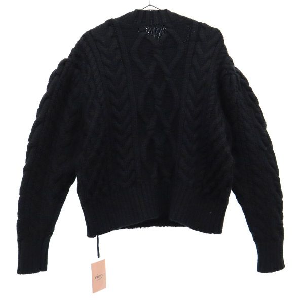 未使用 eimy istoire エイミー イストワール 長袖 セーター F ブラック ニット ビーズ レディース