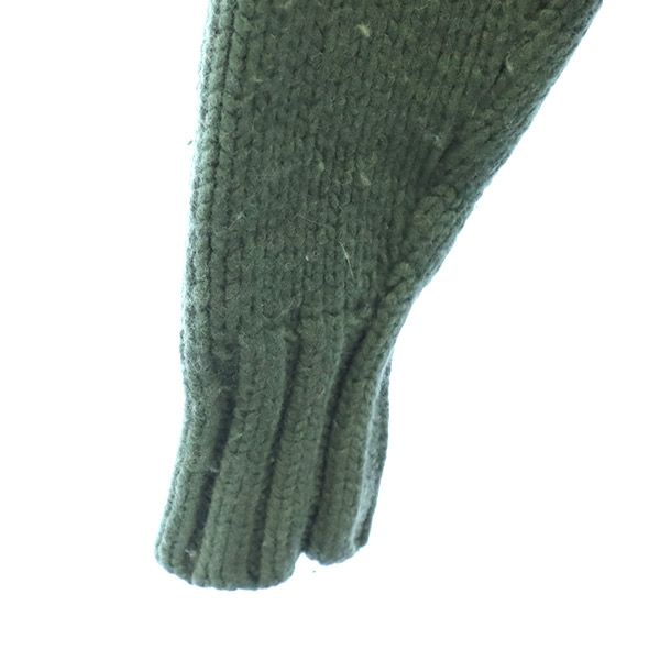 DIESEL ディーゼル フード付 ニットジャケット XS グリーン ウール100% ロゴプリント レディース