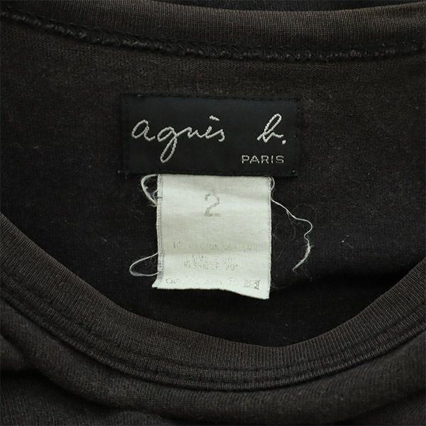 アニエスベー 日本製 ボーダー 長袖 Tシャツ 2 グレー agnes b. レディース