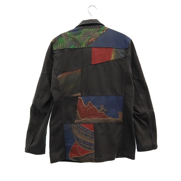 ディファレンス 総柄 ツギハギ ジャケット 3 ブラック DIFFERENCE ステンカラー メンズ
