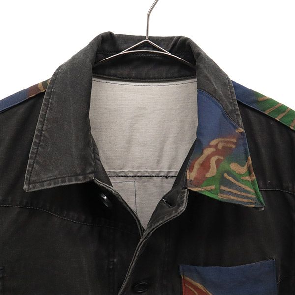 ディファレンス 総柄 ツギハギ ジャケット 3 ブラック DIFFERENCE ステンカラー メンズ