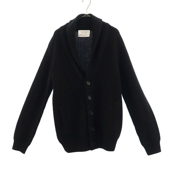 エディフィス 長袖 ウール ニット カーディガン 44 ブラック EDIFICE メンズ