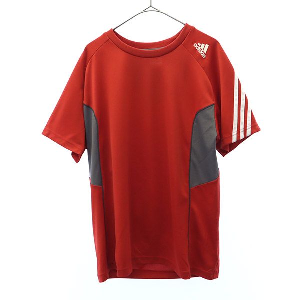アディダス ライン トレーニング 半袖 ウェア L レッド×ホワイト adidas Tシャツ スポーツ ロゴプリント メンズ