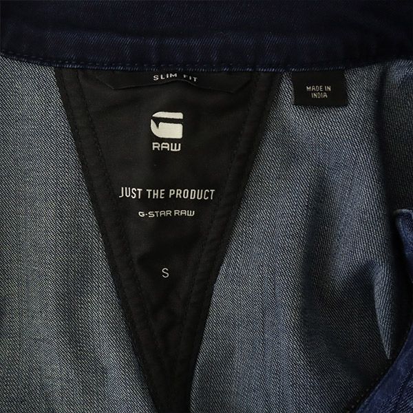 G-STAR RAW ジースターロウ ロゴワッペン デニムジャケット S ブルー ジージャン フルジップ ロゴプレート レディース