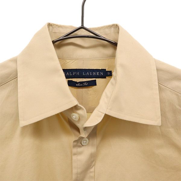 ラルフローレン ロゴ刺繍 長袖 シャツ 9 ベージュ RALPH LAUREN レディース