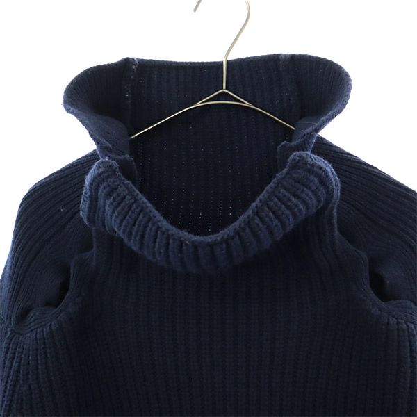 TOGA PULLA トーガ プルラ 長袖 ウールブレンド ハイネック デザイン セーター 36 ネイビー ニット レディース
