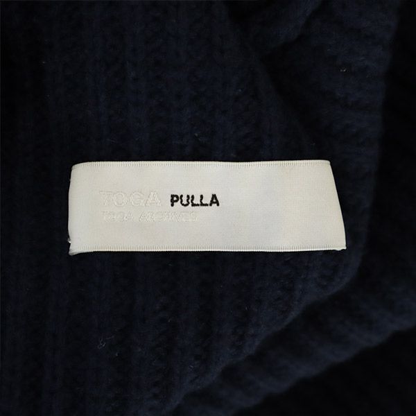 TOGA PULLA トーガ プルラ 長袖 ウールブレンド ハイネック デザイン セーター 36 ネイビー ニット レディース