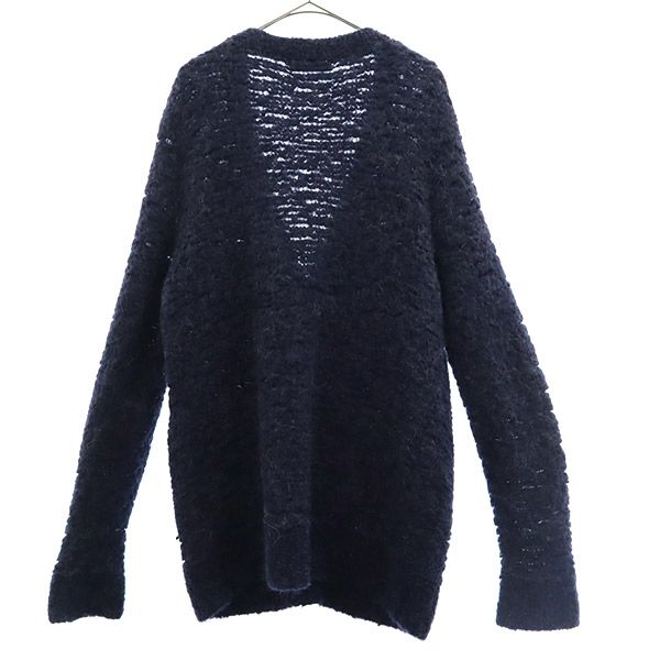 フレッドペリー ロゴ刺繍 長袖 ウールブレンド ニット カーディガン 10 ネイビー FRED PERRY ふわもこ レディース