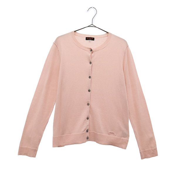 エヴェックス バイ クリツィア ロゴ刺繍 長袖 ニット カーディガン 40 ピンク EVEX by KRIZIA 三陽商会 レディース