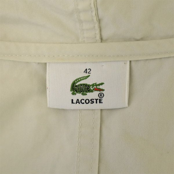 LACOSTE ラコステ 日本製 ロゴワッペン フーディー コットンジャケット 42 ホワイト レディース