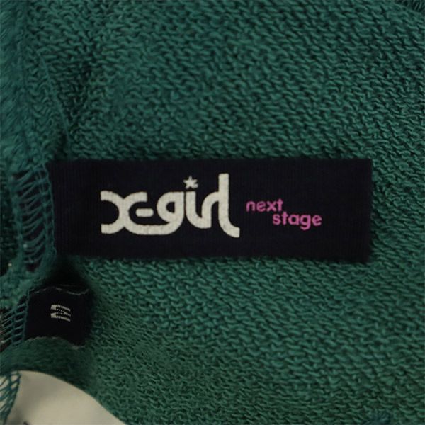 エックスガール ロゴプリント 長袖 ジップパーカー M グリーン X-girl スウェット レディース