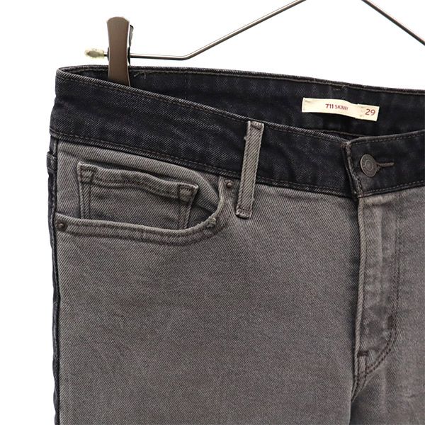 Levi's リーバイス 711 切替 切替 スキニーデニムパンツ W29 グレー ジーパン レディース
