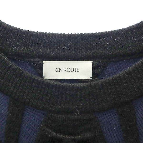 EN ROUTE アンルート 総柄 長袖 セーター 2 ネイビー×ブラック ニット ユナイテッドアローズ メンズ