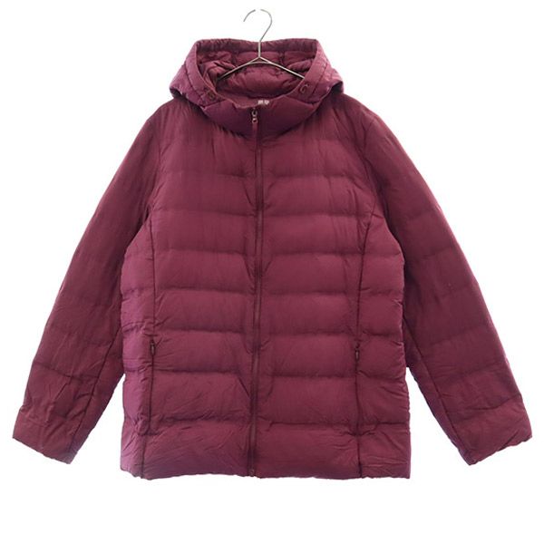 UNIQLO ユニクロ シームレス ダウンジャケット XL パープル シームレスダウンパーカ 収納袋付き レディース