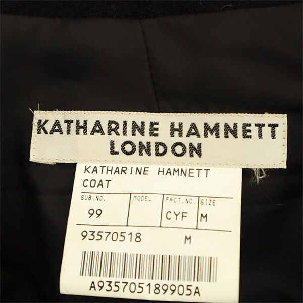 キャサリンハムネットロンドン ダブルブレスト ウールコート M ブラック KATHARINE HAMNETT LONDON レディース