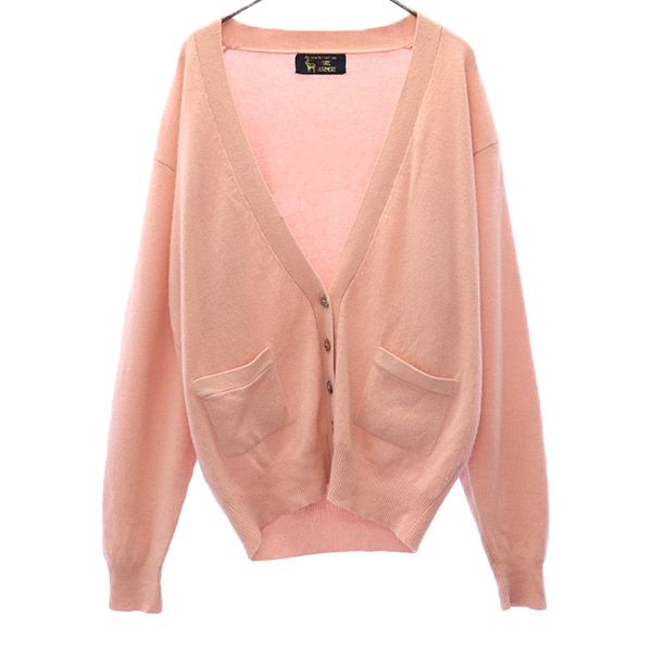 ピュアカシミア 長袖 カシミヤ100% ニット カーディガン L ピンク PURE CASHMERE レディース