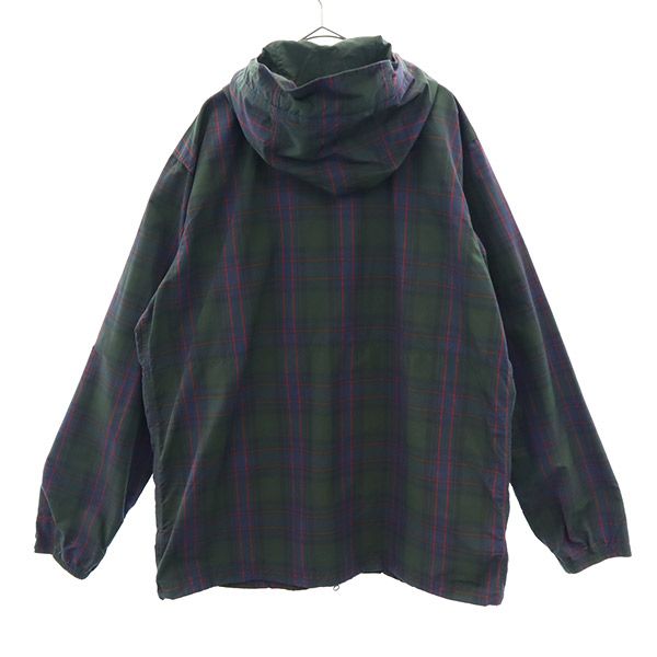 コロンビア アウトドア チェック ナイロンジャケット XXL グリーン系 Columbia フード付き ビッグサイズ ロゴ刺繍 メンズ
