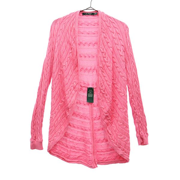 LAUREN RALPH LAUREN ローレンラルフローレン 長袖 ケーブルニット カーディガン S/M ピンク レディース