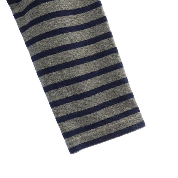 オーシバル フランス製 ボーダー 長袖 ボートネック Tシャツ グレー×ネイビー ORCIVAL ロゴワッペン レディース