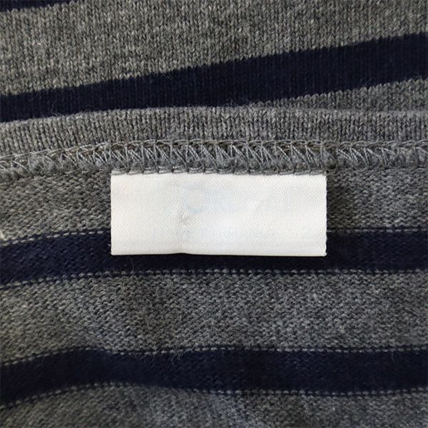 オーシバル フランス製 ボーダー 長袖 ボートネック Tシャツ グレー×ネイビー ORCIVAL ロゴワッペン レディース