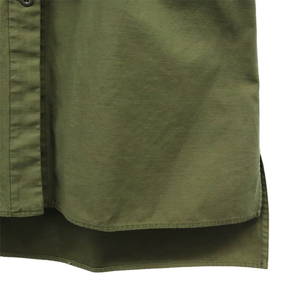 converse TOKYO コンバース トウキョウ ロゴバッジ 長袖 ノーカラーミリタリー シャツワンピース カーキ レディース