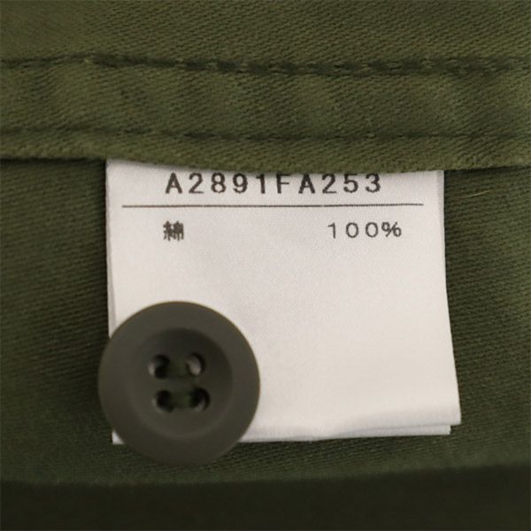 converse TOKYO コンバース トウキョウ ロゴバッジ 長袖 ノーカラーミリタリー シャツワンピース カーキ レディース