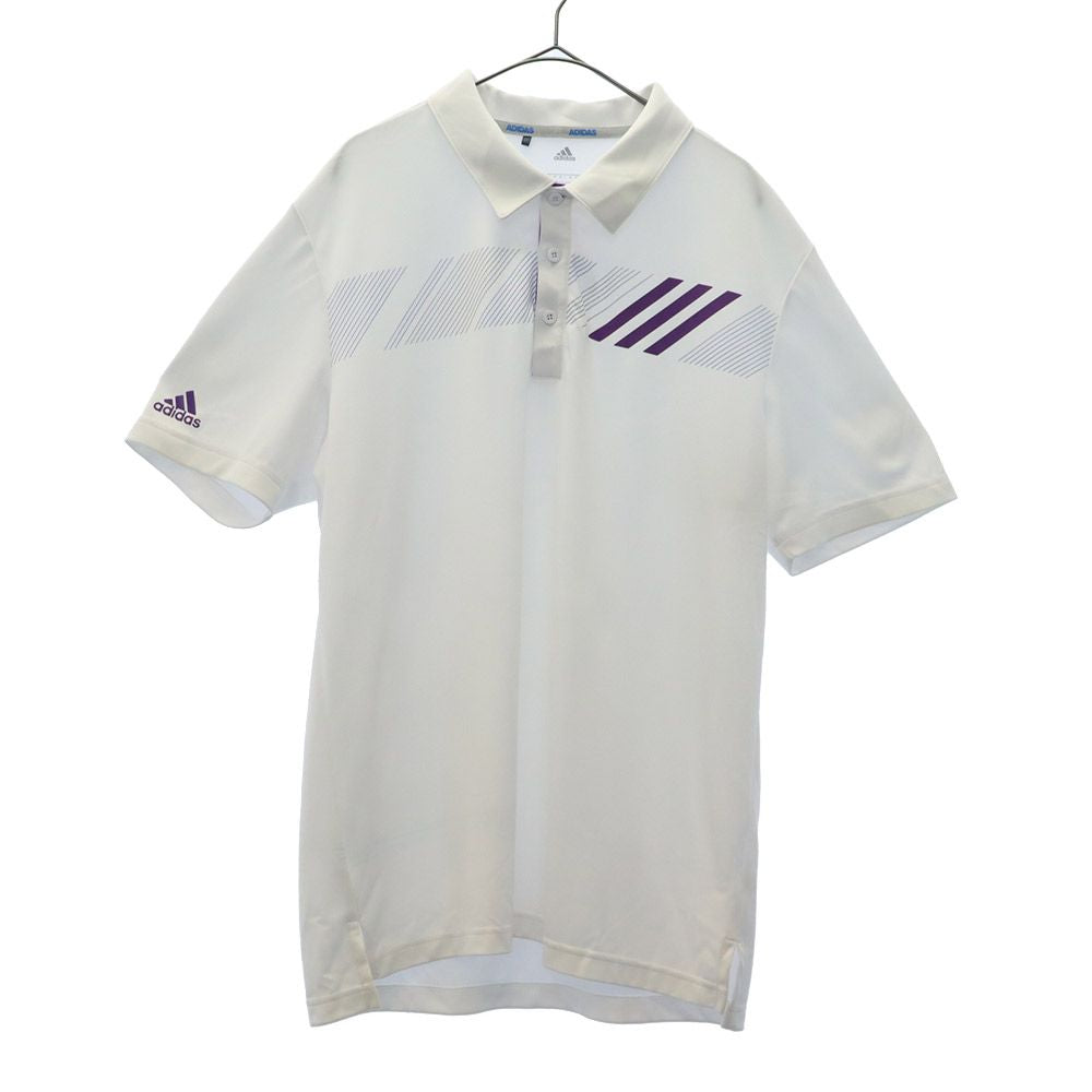アディダス 総柄 半袖 ポロシャツ O ホワイト adidas スポーツ トレーニング ウォームアップ ロゴプリント メンズ