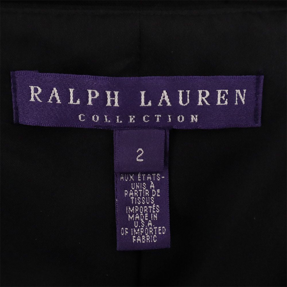 RALPH LAUREN COLLECTION ラルフローレン コレクション USA製 ウールブレンド ミディ丈 スカート 2 ブラック レディース