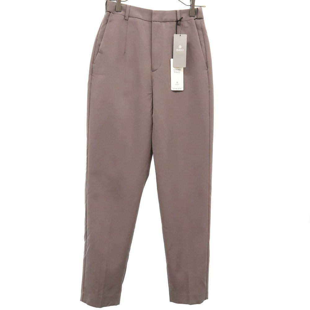 未使用 nano universe ナノユニバース センタープレス テーパードパンツ 38 グレー アジャストマジック レディース
