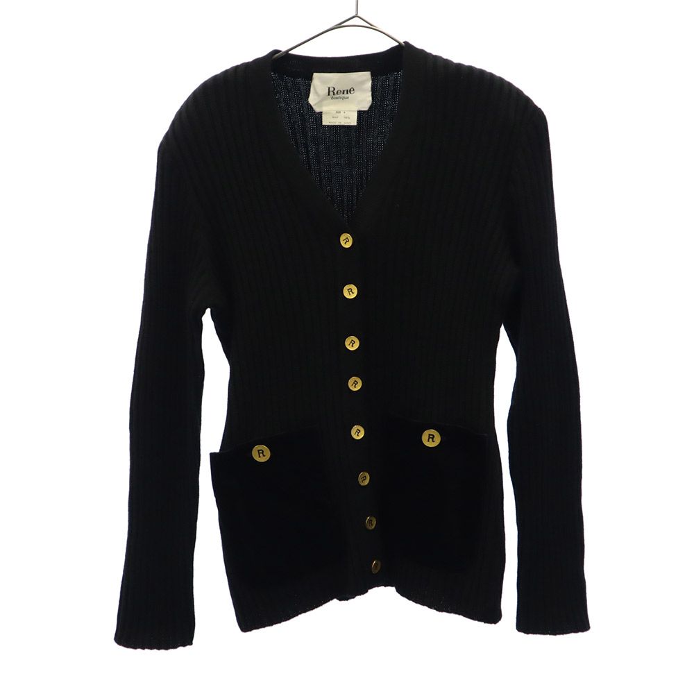 Rene boutique ルネブティック 長袖 ウール ニット カーディガン 9 ブラック レディース