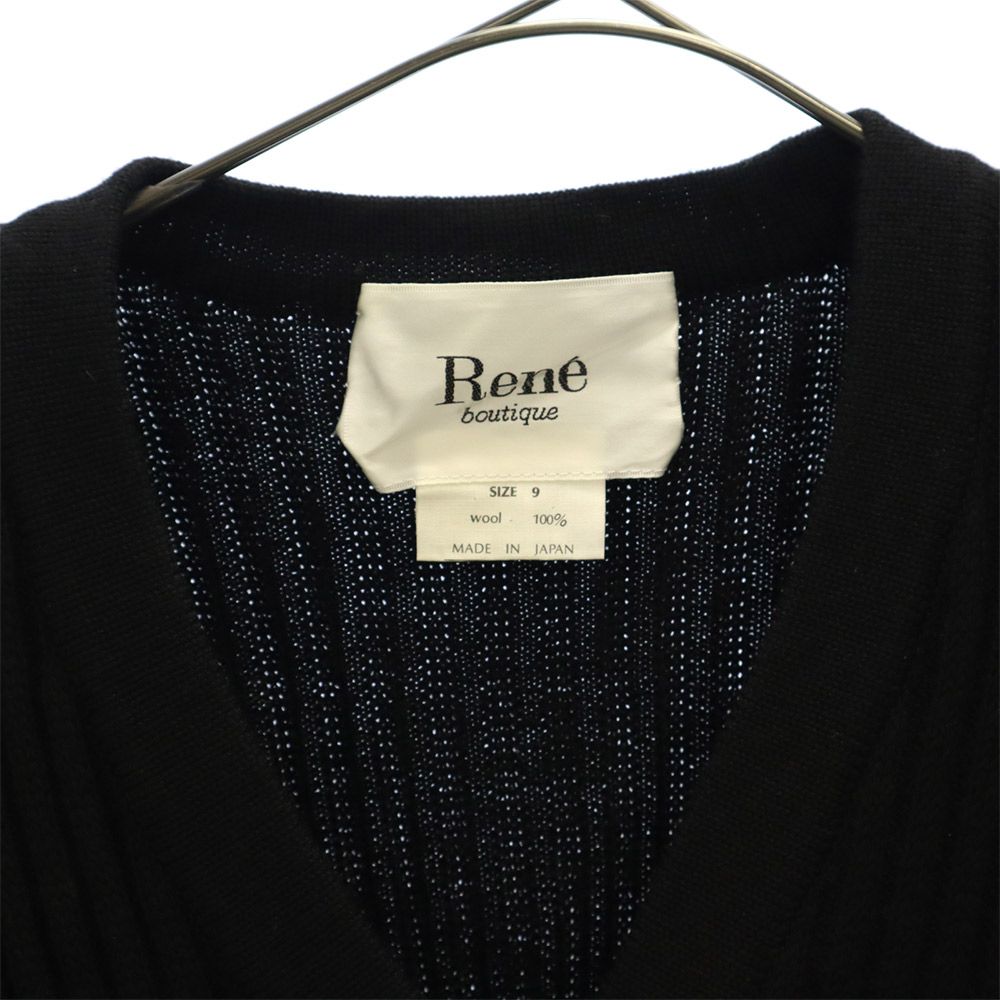 Rene boutique ルネブティック 長袖 ウール ニット カーディガン 9 ブラック レディース